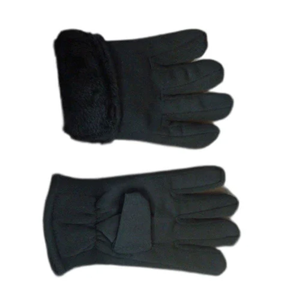 Black Plain Foma Fur Gloves