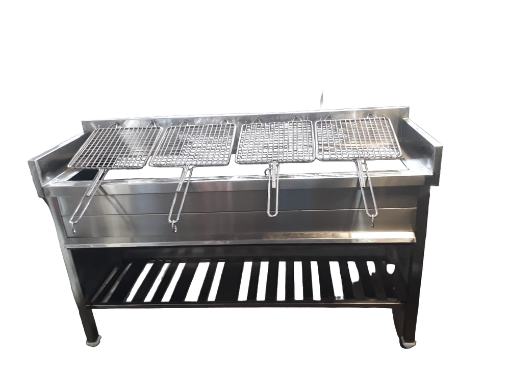 Silver Barbeque Stainless Steel Charcoal Bbq Grill Machine, For Restaurant