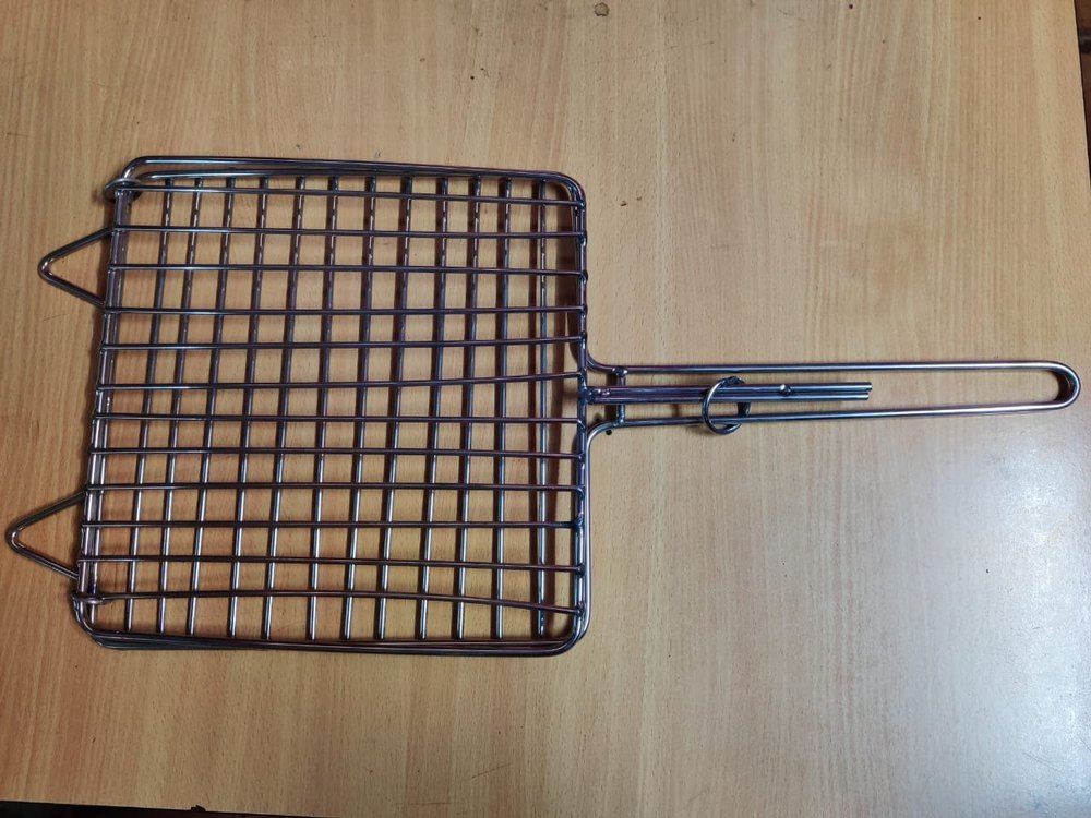 MS Silver Barbecue Grill spares Net Basket Roast Grilling Tray, For Restaurant, Size: 12 * 12 cm