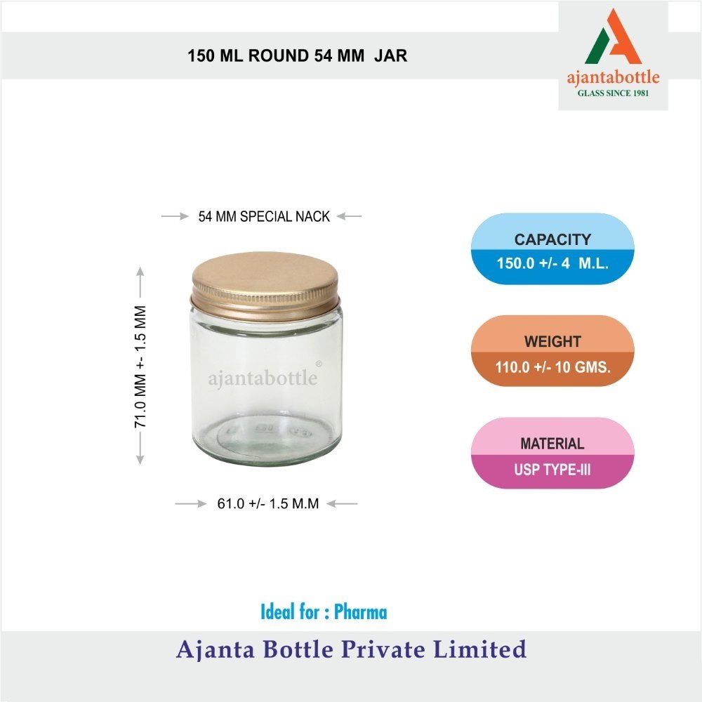 Transparent 150 ML Round 54 mm Glass Jar