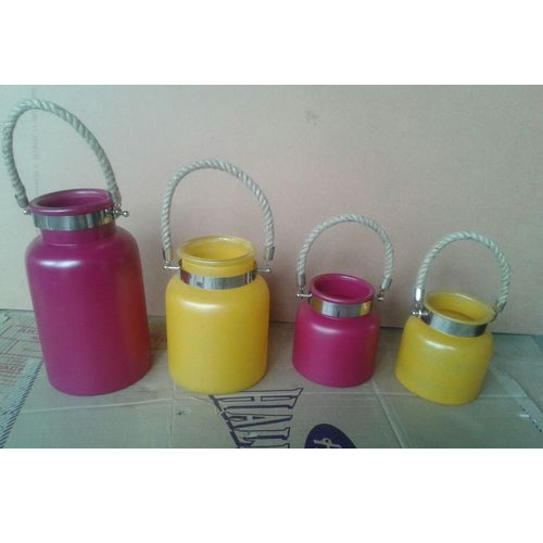 Yellow, Pink Decorative Glass Jar, Packaging Type: Box