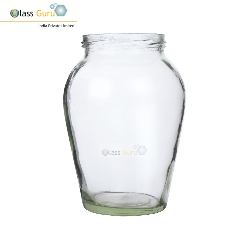 Aluminium Transparent 1000ML Matki Pickle/Ghee/Jam/Honey Glass Lug Jar, For Kitchen Storage