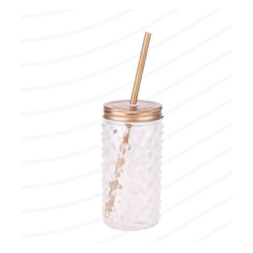 Roxx Copper Lid Bubbly Glass Jar