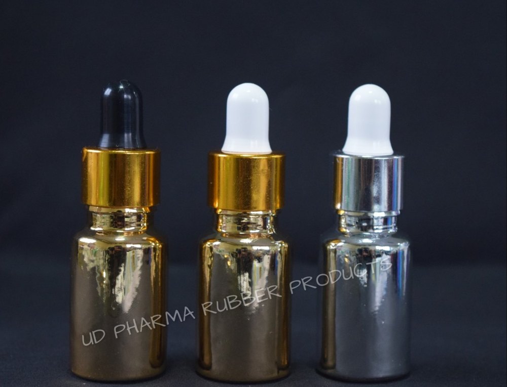 10 ml Plastic Golden and Silver Metallic Dropper Bottles