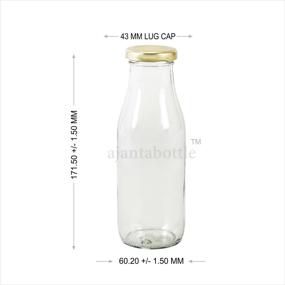 Round 300 ML Glass Milk Bottle