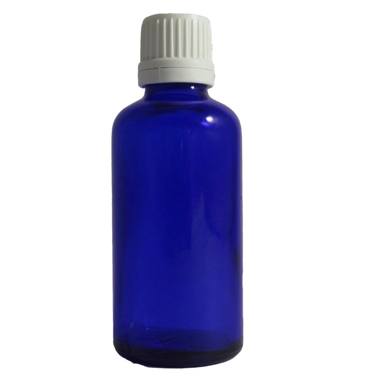 50 Ml Blue Glass Dropper Bottle with White Cap