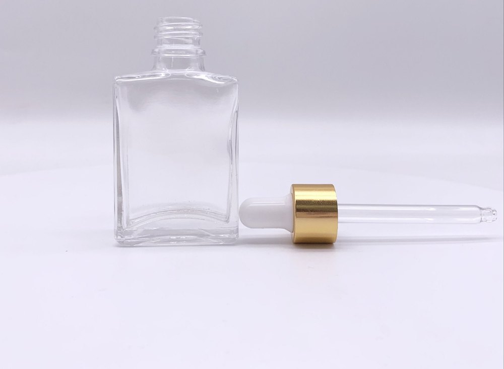 Clear 20, 30, 50, 100 ml Flat Glass Essential Oil Bottles, Square And Oval