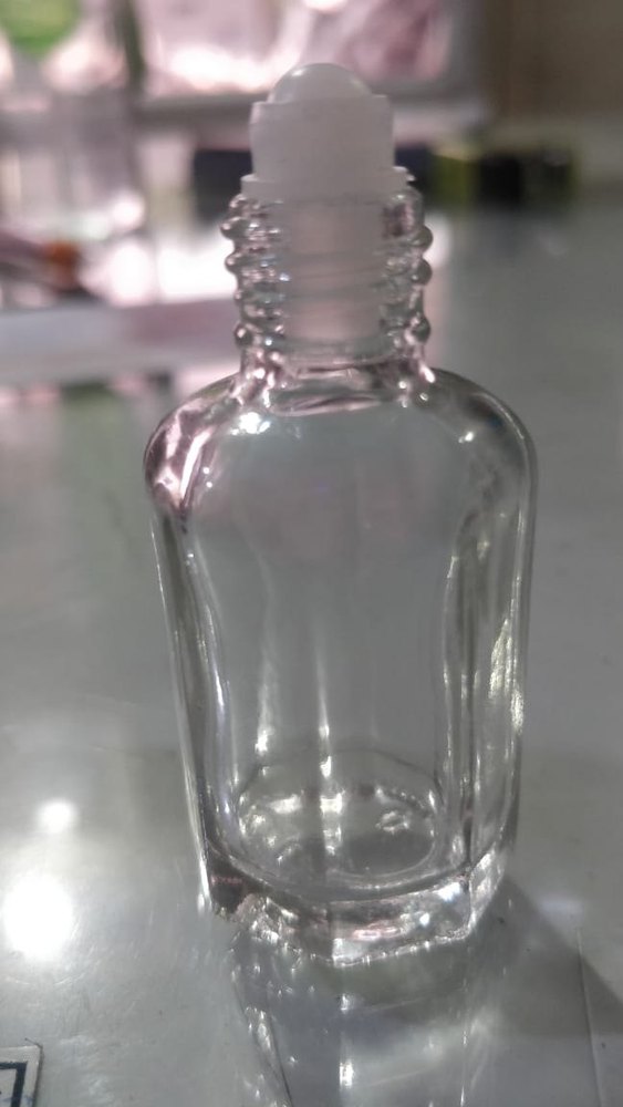 Transparent 12 ml Glass Attar Bottle, Round