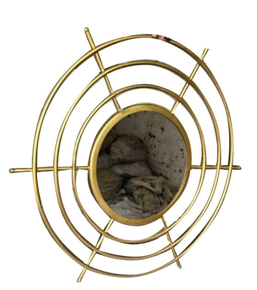 Golden Polished Brass Round Wall Mirror, For Decoration, Size: 10 Inch