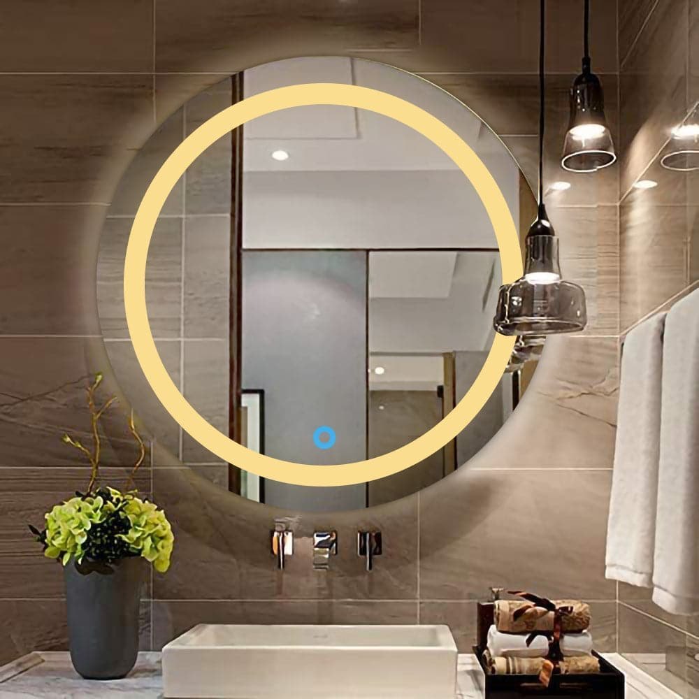 Sun Disc Border Twin - LED Mirror - Warm White Light - Round, Home, 12 W