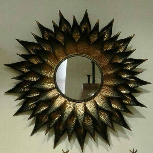 Dom Glass Round Metal Frame Mirror