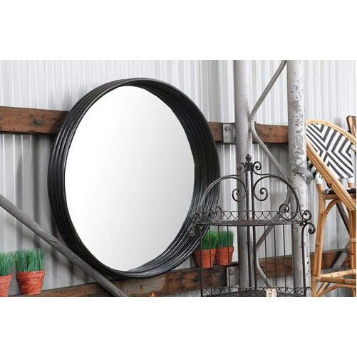 IRA Furniture 800mm Dia Black Satin Frame Mirror, Thickness: 80mm