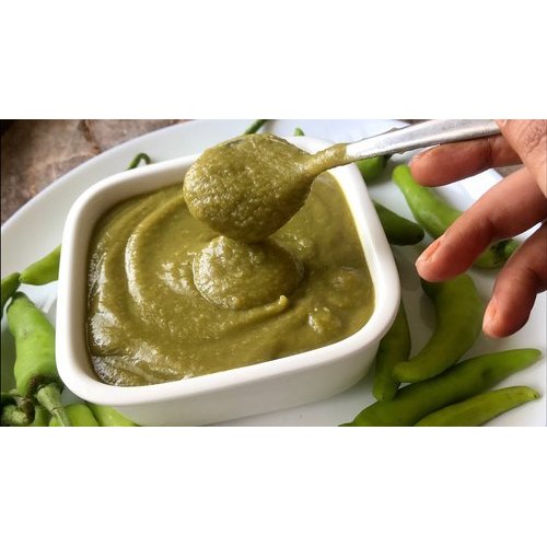 Green Chilli Puree, Packaging Size: 1Kg and 220 kg, Packaging Type: Spout Pouch img