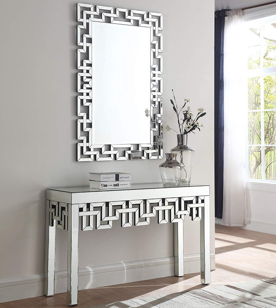 Geometrical Designed Console Table With Mirror For Living Room Home Decor