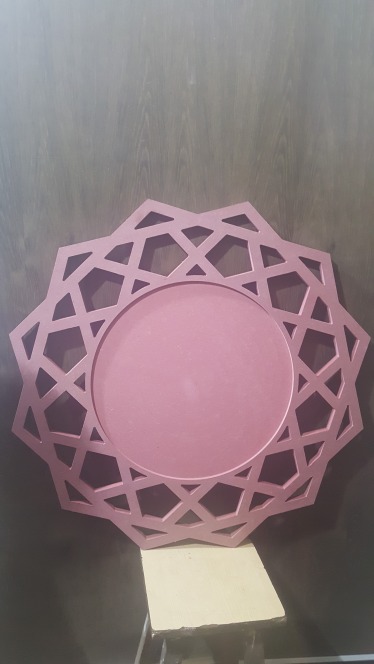 Pink Wood Round Wall Mirror for Home