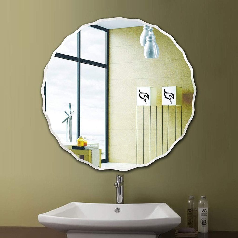 Wall Mounted Glass Frameless Bathroom Round Mirror, 1 kg, Size: 50 X 0.5 X 50 cm