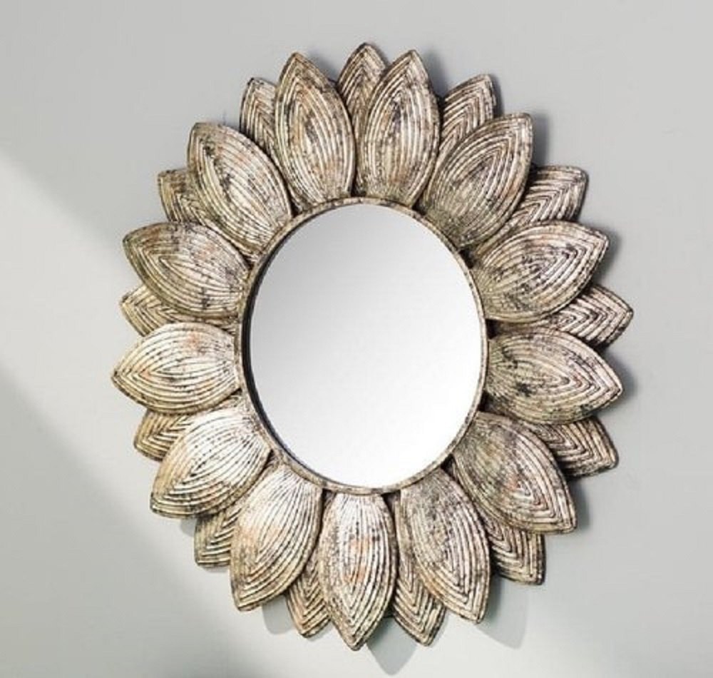 Brass (Frame) Round (Mirror) Wall Mounted Decorative Mirror, For Home, Size: 11 Inch (diameter Mirror)