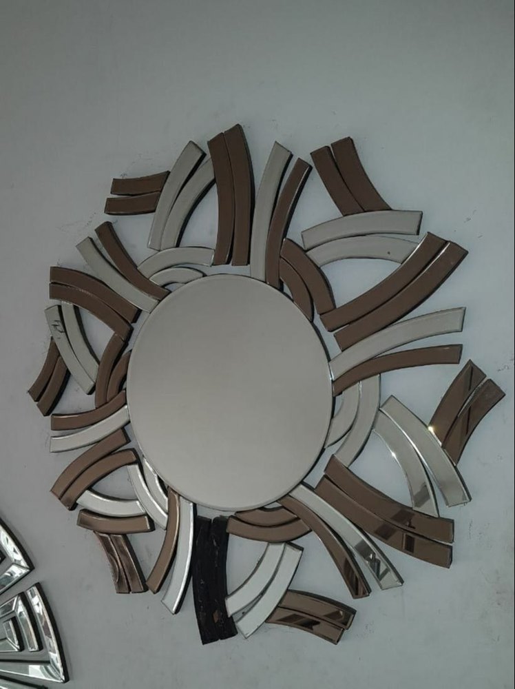 Brown Glossy Round Plain Glass Mirror, For Hotel