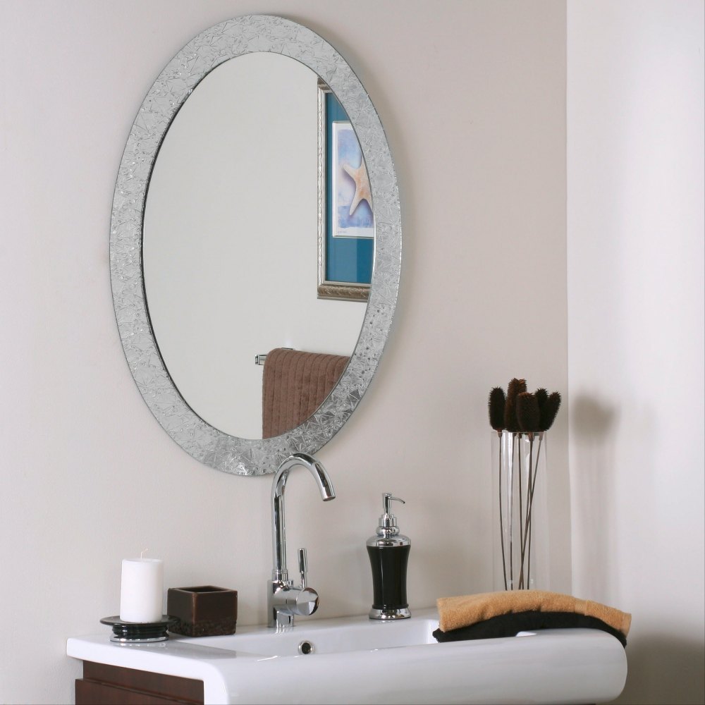 Glass Oval Shape 5 mm Designer Wall Mirror, Packaging Type: Box