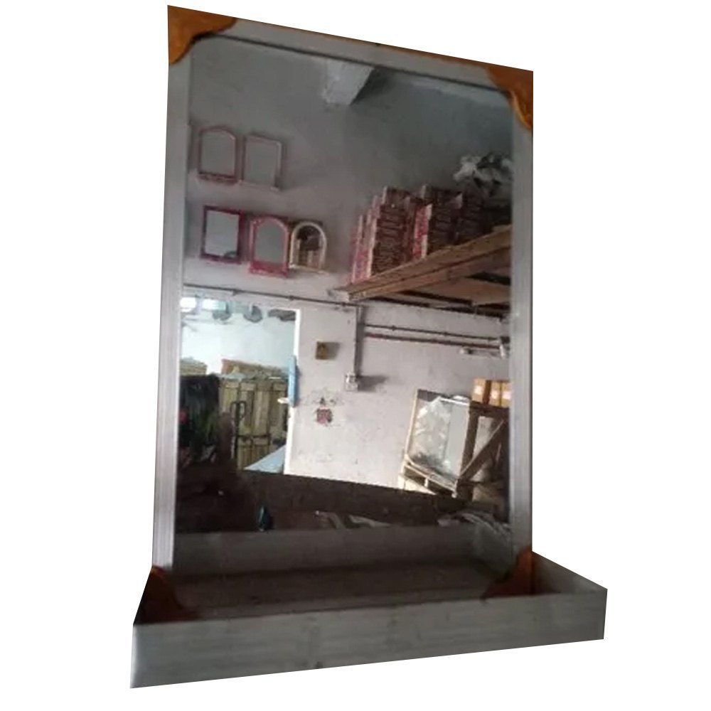 Silver Polished Rectangular Aluminum Mirror, For Home, Size: 12x10inch(LXW)