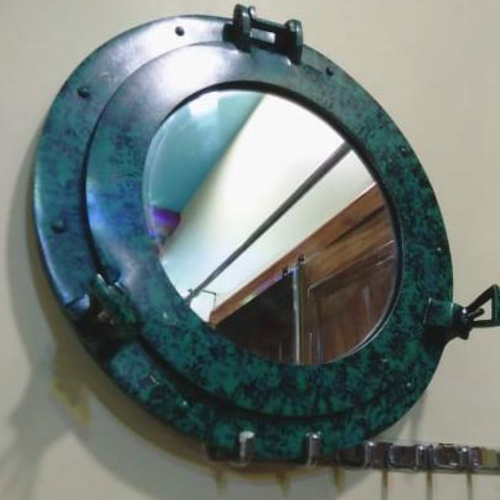 Blue Aluminium Porthole Mirror, For Home