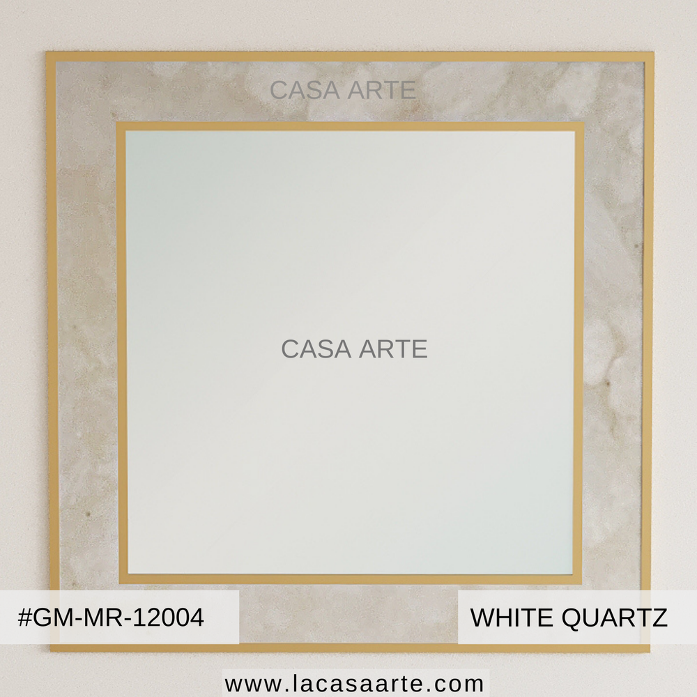 Casa Arte Square White Quartz Mirror, For Home, Size: 30 X 30