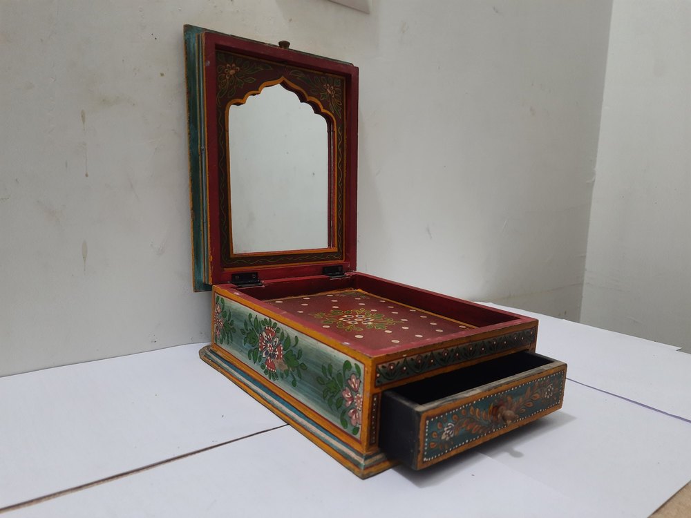 Wooden Printed Shrangar Mirror Box