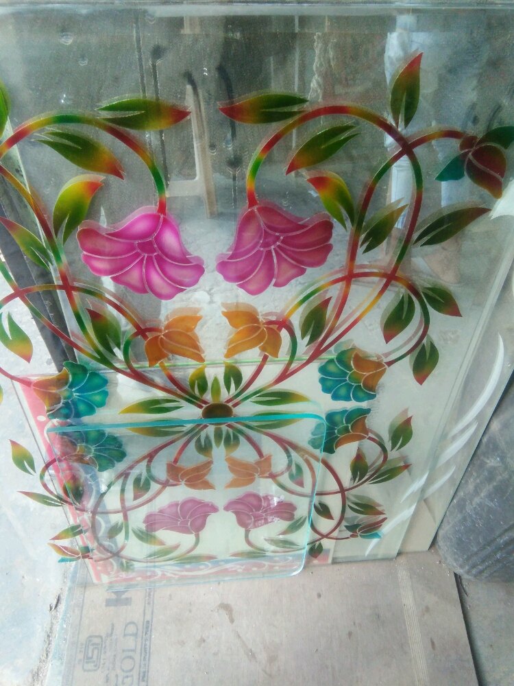 Floral Printed Toughened Glass, For Door And Window, Thickness: 10 mm