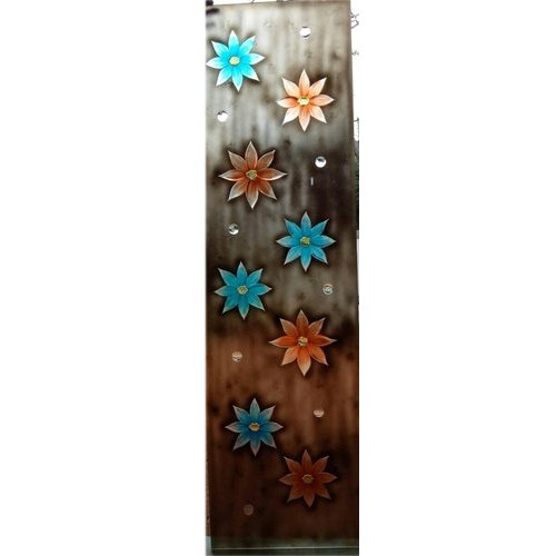 Floral Printed Glass, Size: 5 X 2 Feet, for Door, Window