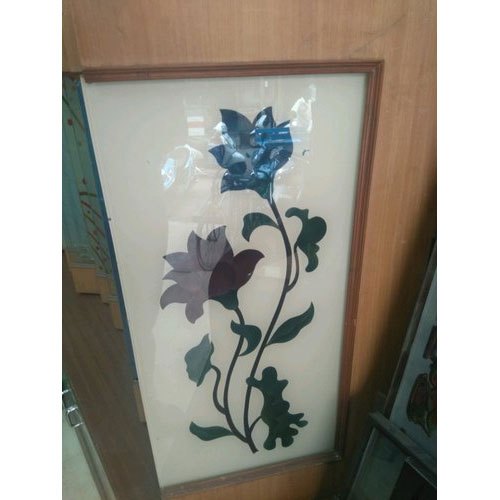 Glossy Rose Hand Painted Glass, Size: 7 X 3 Feet