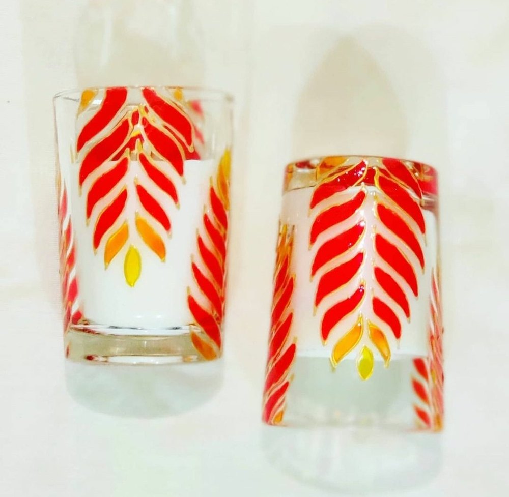 Transparent Color Hand Painted Glass, Size: 6 Inch