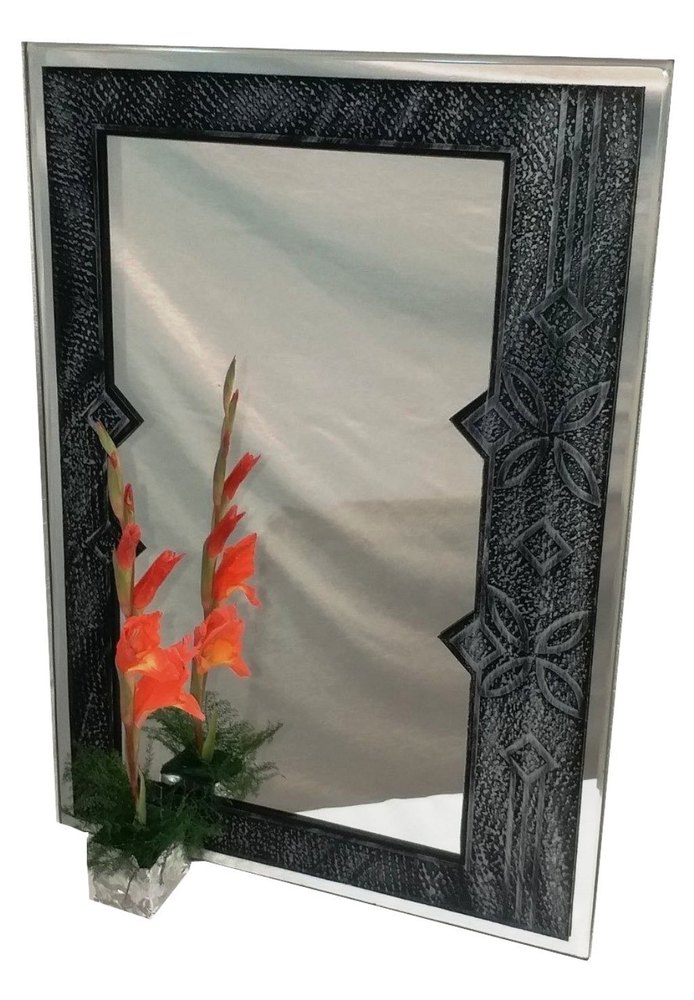 Polished Black Glass Mirror, For Bathroom, Size: 18 X 24 Inch