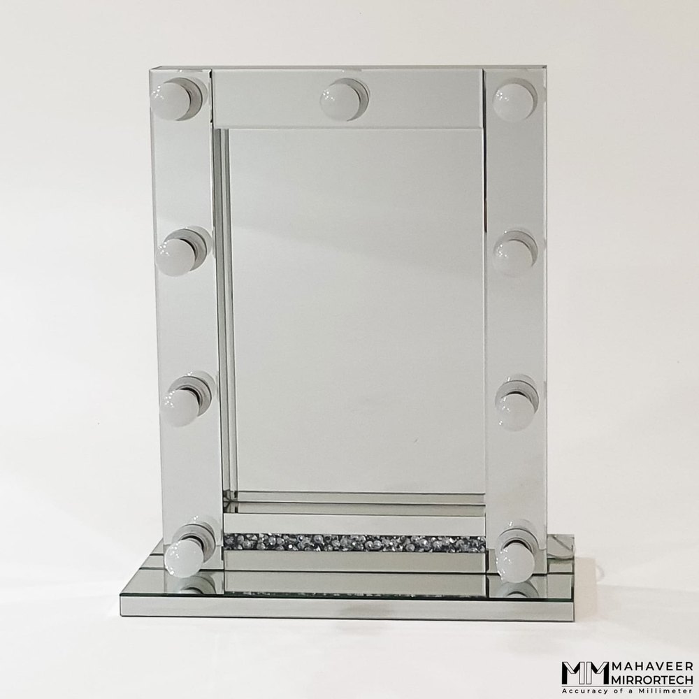 Mahaveer Mirrortech Silver Hollywood Vanity Venetian Mirror, For Home, Size: 51X6X70cm