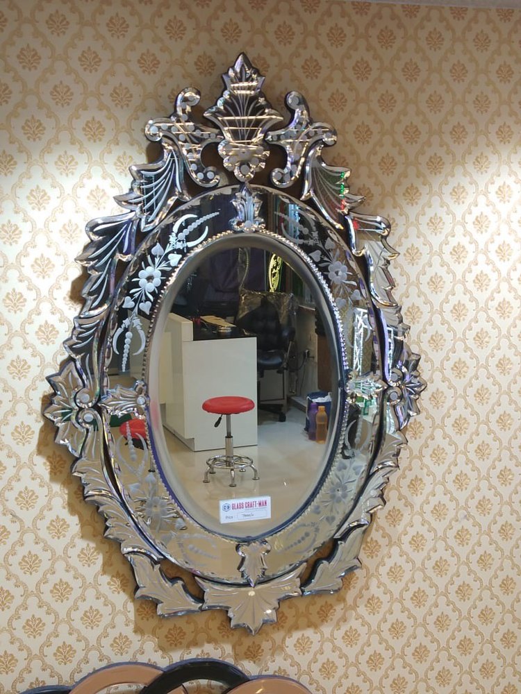 Circle Silver Vinitian mirror, For Home, Size: 24*18