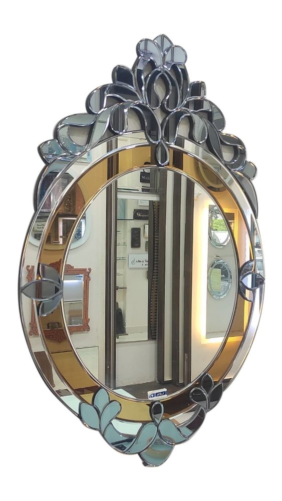 Glass Oval Venetian Wall Mirror, For Home