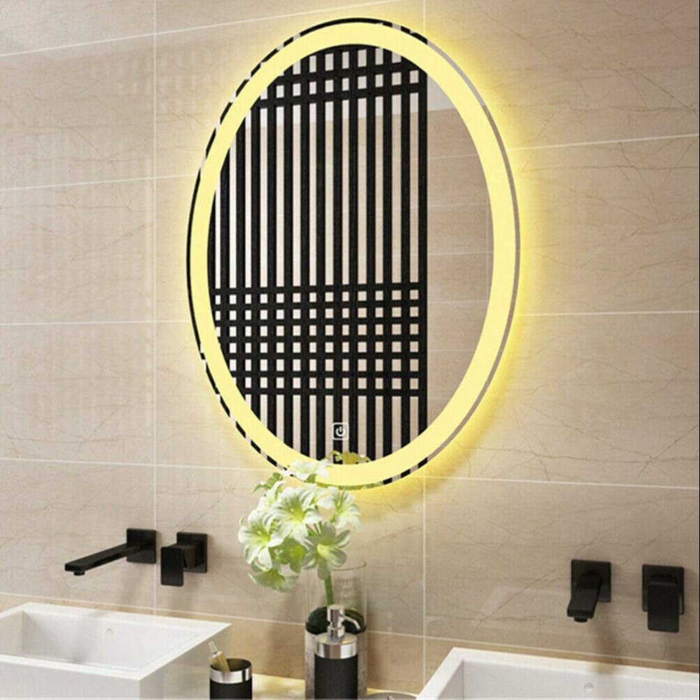 30 Glass Wall Mounted Oval Led Bathroom Mirror With Warm White Led Lights, Size: 30x30, 26