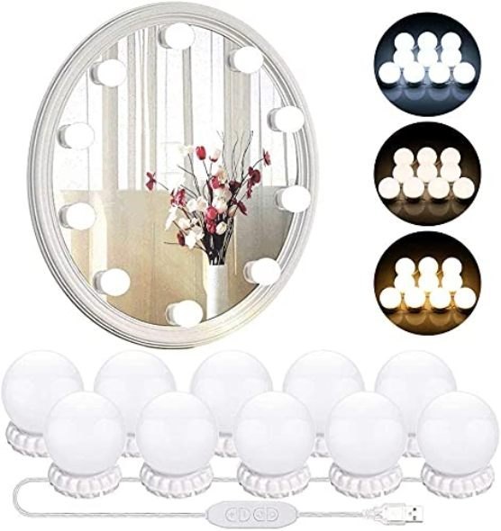 LED Vanity Mirror Lights with 10 Dimmable Bulbs 3 Color