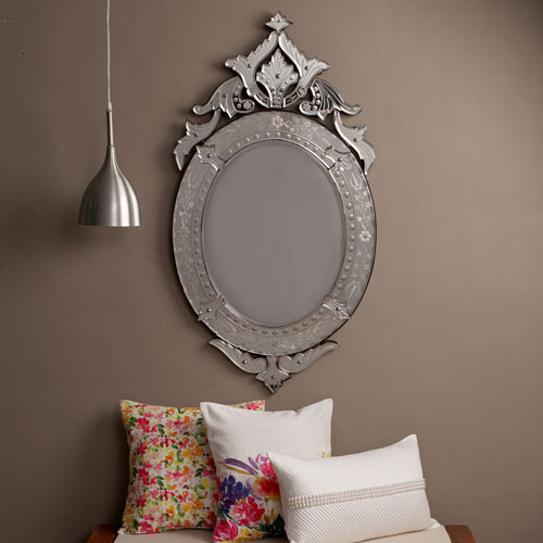 Glass Oval Ovel Silver Coated Mirror, for Home