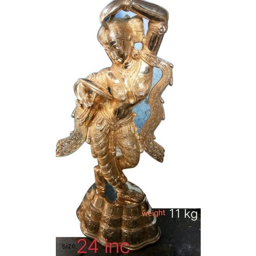 Golden (Gold Plated) Krishna 24 Inch Brass Mirror Ladey