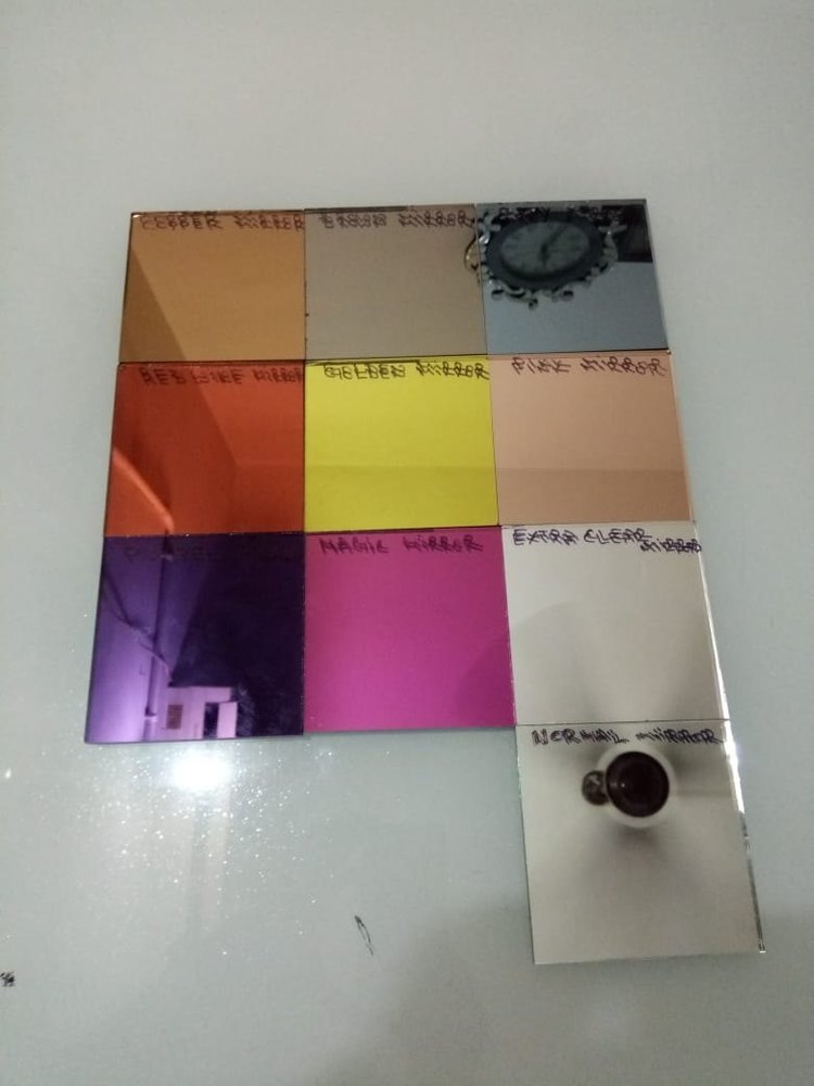 Multicolor Coloured Mirror Glass, Size: Custom