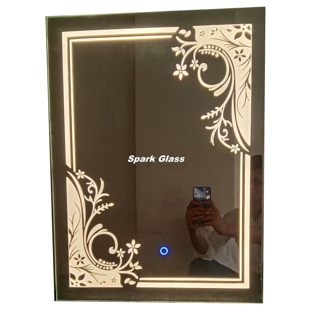 Spark Glass Wall Mounted Rectangular LED Mirror, For Home Decoration, 14 W