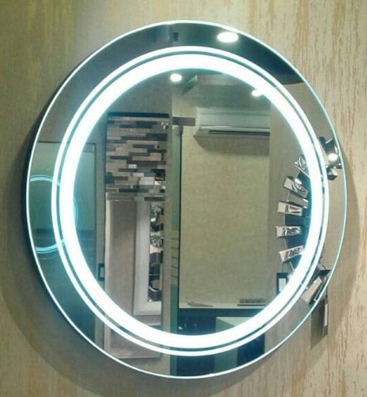 Warm White Wall Mounted LED Mirror Round Shape With Aluminium Frame by Venetian Image