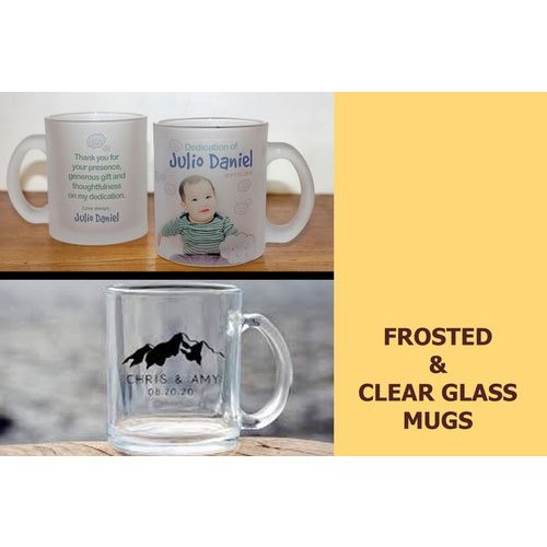 Round Frosted And Clear Glass Mugs, Capacity: 350ml, Size/Dimension: 11oz