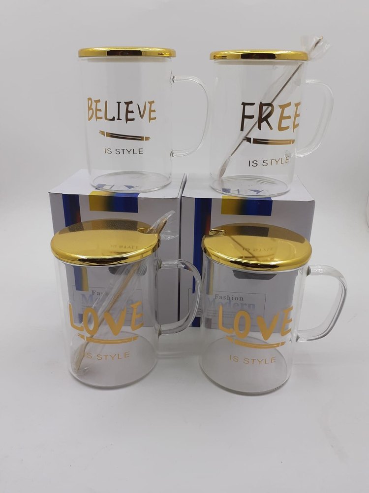 Transparent qoutes glass mug, Capacity: 450 ml