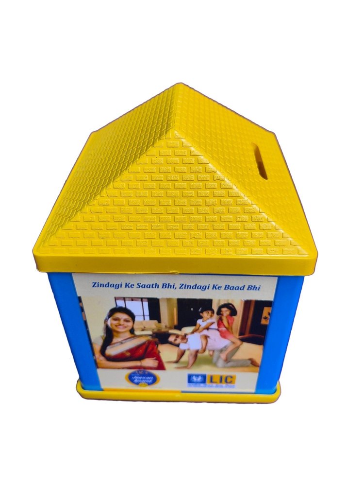 Yellow Plastic Coin Box, For Office, Home, Size/Dimension: 110*135mm