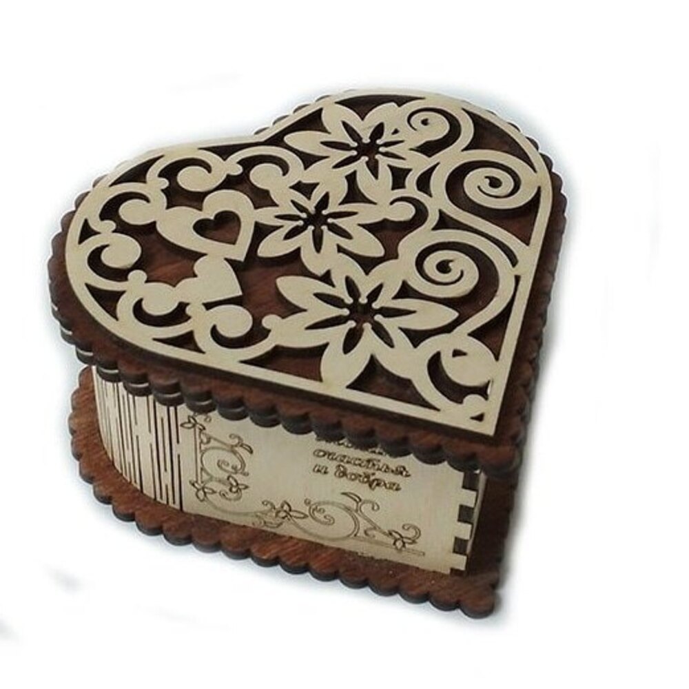 MDF Heart Shaped Box , Wooden Customized Box, Wooden Chocolate Box, Laser Cutting MDF Box img