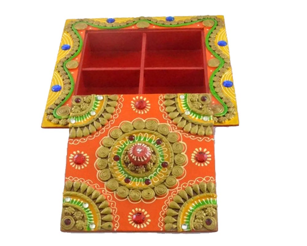 Wooden Multicolor Handmade Dry Fruit Boxes, Model Number: EIIRG0174