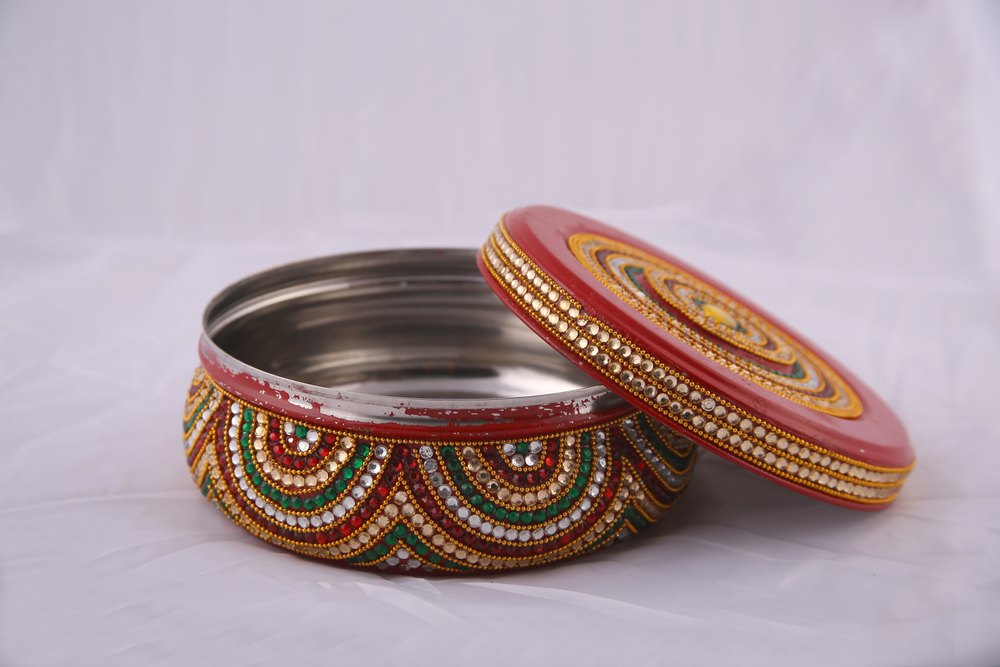 Red Vriety Meenakari Kumkum Box