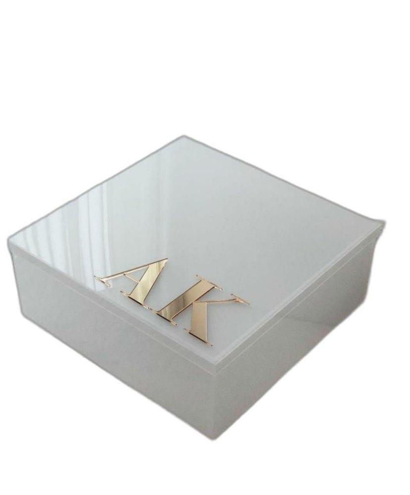 White Acrylic Gift Packaging Box, 3 mm, Square