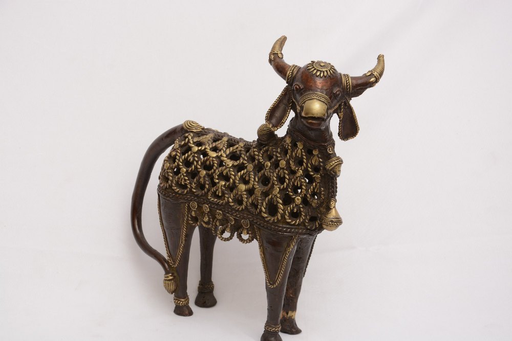 Brown Brass Dhokra jali Nandi